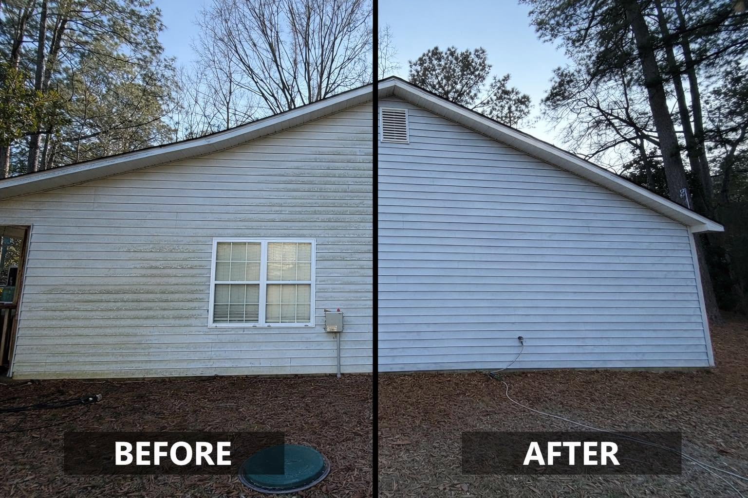 House siding wash — before and after